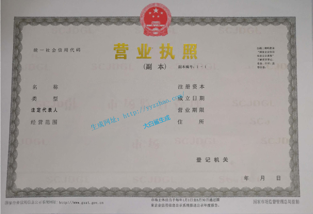 纸质营业执照