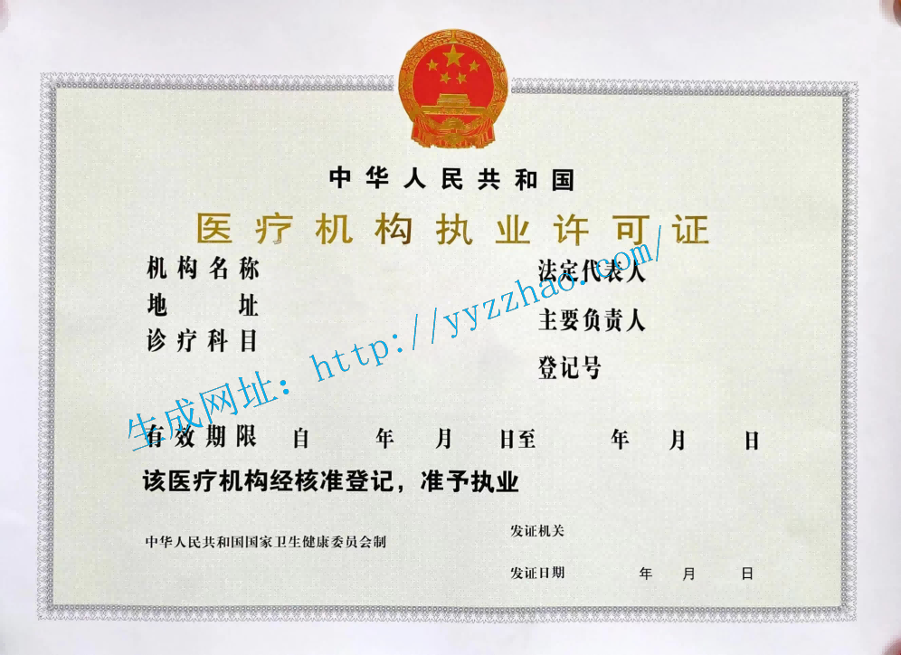 医疗机构执业许可证示例